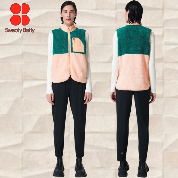 SWEATY BETTY Pennine Faux Shearling ColorBlock Zip-Front Spring/Fall Vest NWT/Sm - Picture 5 of 12